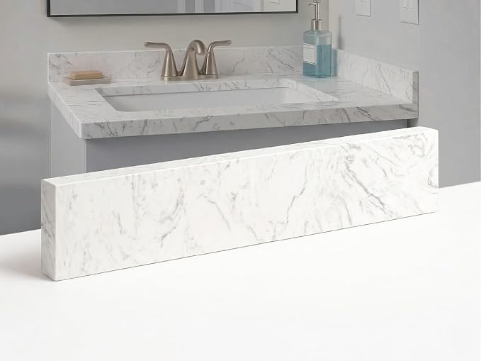 Bathroom Vanity Sink Backsplash/Sidesplash (Engineered Carrara Marble, 4" x 30")