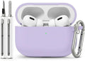 Full-Coverage dustproof Design for AirPods Pro 3 Case Cover with Cleaner Kit, Soft Silicone Cover for AirPods Pro 3rd Generation Comes with Keychain,Suitable for 3rd Generation Case,Lavender