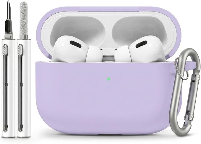 Full-Coverage dustproof Design for AirPods Pro 3 Case Cover with Cleaner Kit, Soft Silicone Cover for AirPods Pro 3rd Generation Comes with Keychain,Suitable for 3rd Generation Case,Lavender