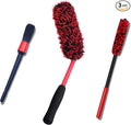 oesee Angled Wheel Brush Kit 3 Pack- Angled Microfiber Wheel Brush, Wheel Barrel Brush, Detailing Brush Scratch Free Calipers Wool Spoke Brush Cleans Brake Dust from Barrels& Hard to Reach Areas