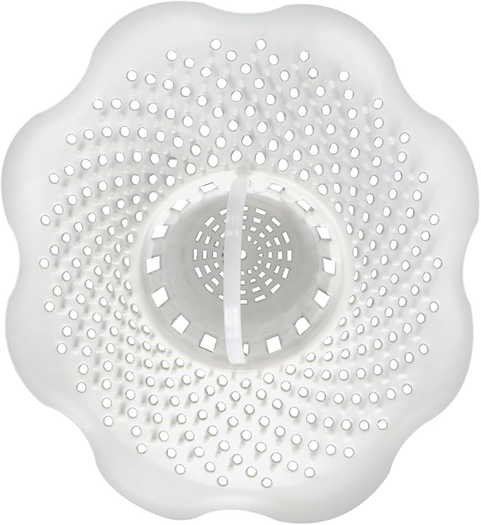 Danco Bathtub Drain Hair Catcher with in-Drain Basket and Strainer Pegs, fits 1.8″ Tub Drains, Protects Drains from Clogs, White, (10306)