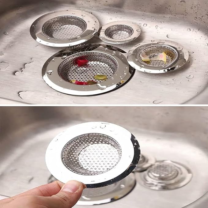 Drain Hair Catcher,Drain Stoper,Shower Drain Cover for Bathtub, Kitchen Sink Strainer, Stainless Steel Bathroom Sink, Drain Stopper with (4 PCS,2.7in)
