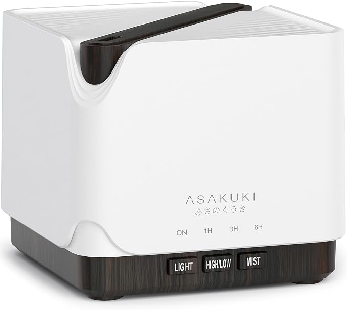 ASAKUKI Essential Oil Diffuser for Home Large 700 ml Humidifier | Automatic Shut-Off, Quiet Aromatherapy Diffuser with 7 LED Lights for Living Room, Kitchen, Bedroom, Hotel - Black