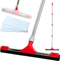 Floor Squeegee Scrubber with Extendable 62" Long Handle | 17.3" EVA Foam Blade, Reinforced Steel Frame for Garage, Concrete, Tile, Patio, Pool, Shower & Uneven Surface Cleaning