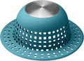 Aluvor Shower Drain Hair Catcher Bathtub Drain Cover Sink Drain Protector | Bathroom Sink & Bathtub Drain Strainer for Pop-Up & Regular Drains, Silver Light Blue