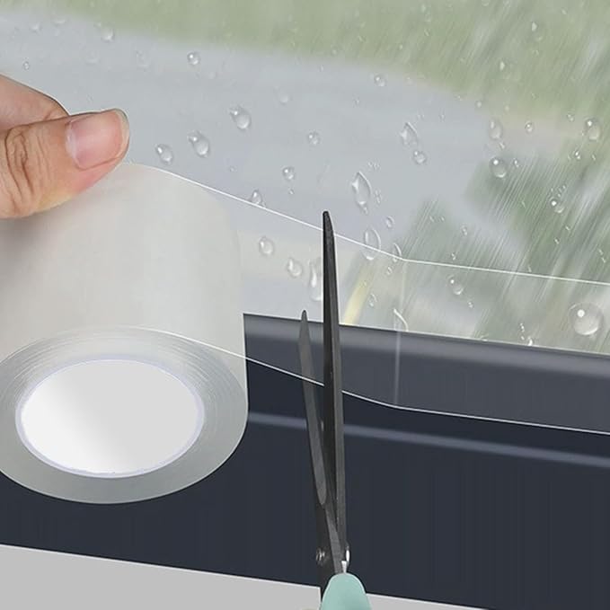 Air Conditioner Window Weather Sealing Tape 2 Inch x 33 FT Weather Stripping Residue-Free Clear Window Insulation Caulk Tape for Doors Windows