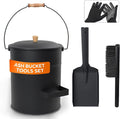 Ash Bucket with Lid and Shovel, 4 Gallon Ash Bucket for Fireplace, Complete Fireplace Tools Set, Fireplace Bucket for Ashes for Wood Stove