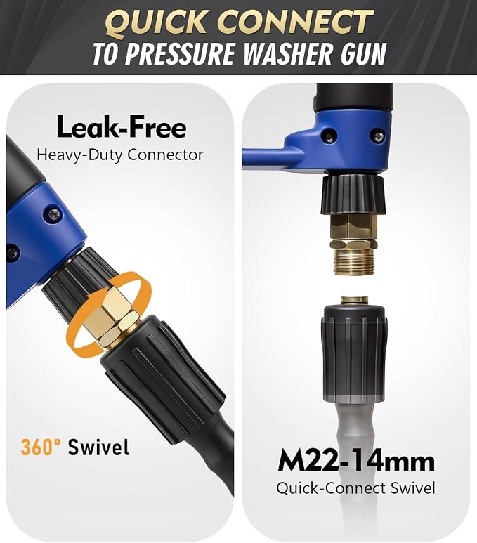 Pressure Washer Hose 50 ft, 4200 PSI Flexible & Kink-Resistant, Steel-Braided & Durable, High Power Washer Hose with M22-14mm Stainless Steel Plug, Hot/Cold Water Compatible - 50 Foot, Red