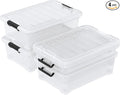 4 Packs Under Bed Storage Containers with Clear Lid, Large Stackable Plastic Latching Bins with Rolling Wheels, 40 Quart