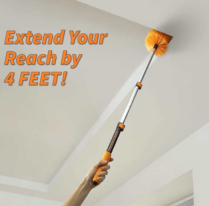 1.5-3 ft Long Paint Roller Extension Pole, Multi-Purpose Telescopic Handle | Extension Pole with Universal Twist-on Metal Tip // Lightweight & Sturdy Pole for Painting, Dusting and Window Cleaning