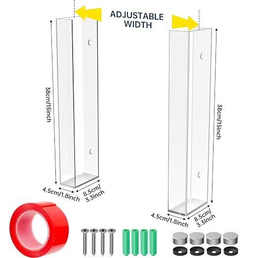 NiHome 3-Tier Clear Acrylic Glove & Tissue Box Holder Dispenser, Wall Mount | Space-Saving Glove Box Dispenser, Adjustable Organizer for Tissues, Baby Wipes, Adhesive or Screw Mount for Kitchen, Bathroom