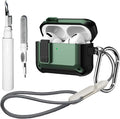 [4 in 1] Lock Case Compatible with AirPods Pro 3 with Keychain | Military Grade Armor Shockproof Rugged Shell Protective Cover for Women Men with Lanyard and Cleaning Pen Kit