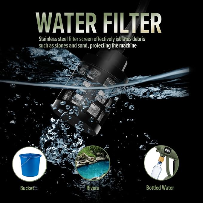 Cordless Washer, Portable Washer with 2PCS 3000 mAh Battery, 6-in-1 Nozzle, Foam Pot, 16.4Ft Water Pipe for Cleaning & Watering