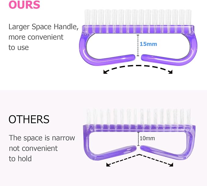 Larbois Handle Grip Nail Brush, Hand Fingernail Brush Cleaner Scrubbing Kit Pedicure for Toes and Nails Men Women (4 Pack)