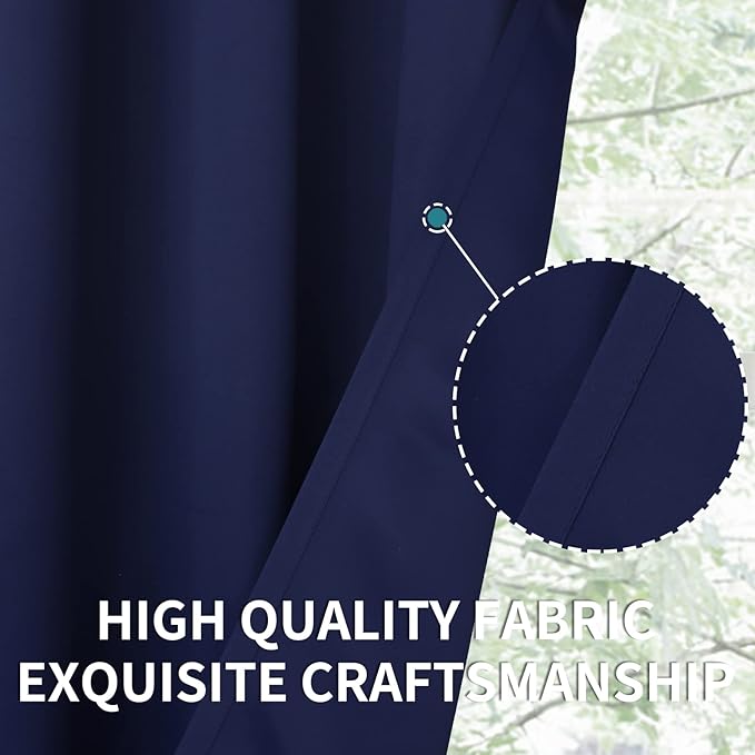 BGment Small Blackout Curtains 30 Inches Length 2 Panels for Kitchen Cafe - Navy Blue Half Window Drapes with Rod Pocket Privacy for Front Door Bathroom, 29 x 30 Inch