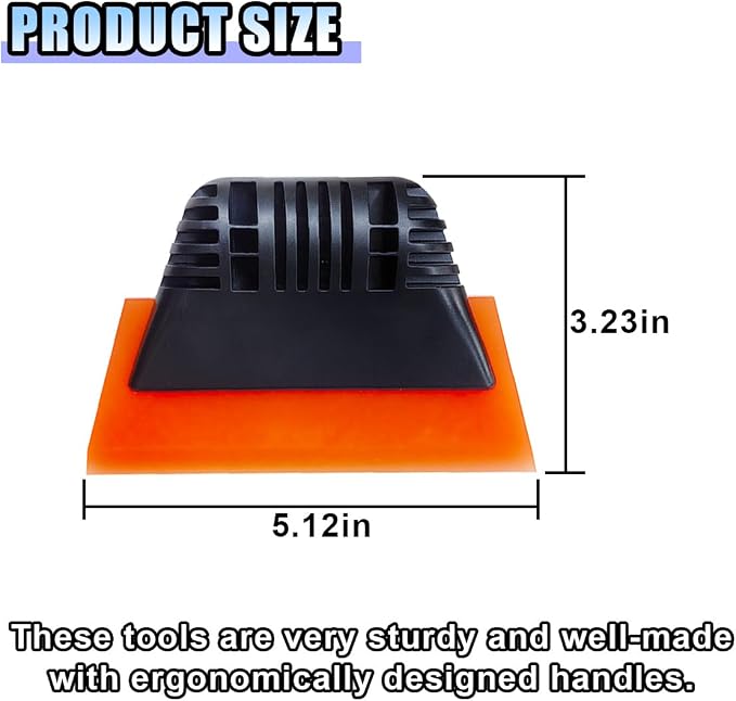 Small Squeegee, PPF Window Tint Squeegee, Rubber Non-Slip Handle Tint Squeegee, Multifunctional Wrap Scraper for Window Cleaning, Shower Glass Door, Car Windshield (Orange)