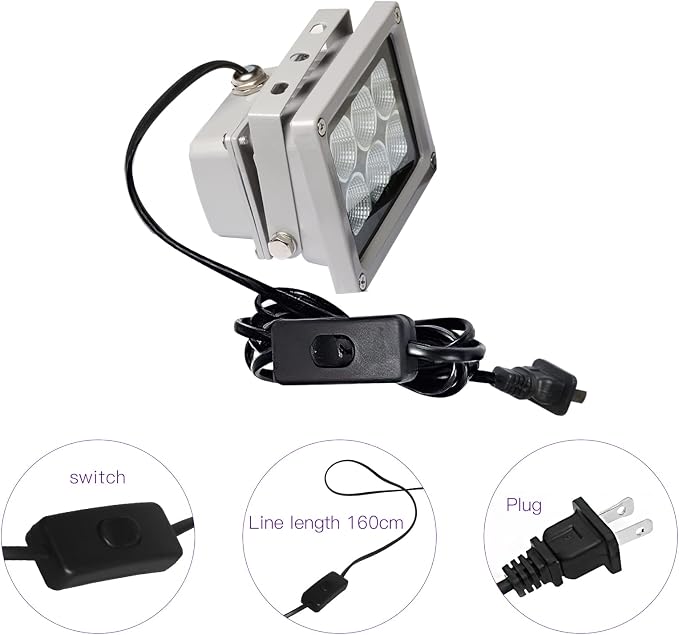3D Printer UV Resin Curing Light for SLA/DLP/LCD 3D Printing, Solidify Photosensitive Resin, 405nm UV LED Lights with 60w Output Affect