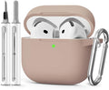 for AirPods 4 Case 2024 with Cleaner Kit & Keychain-Brown | Silicone Protective Cover for Apple AirPods 4th Generation Case,for Women Men,One-Piece Design,Shockproof,Dust Proof