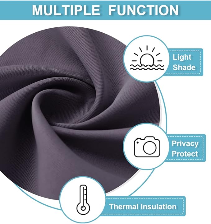 RYB HOME Small Curtains Blackout - Privacy Energy Efficiency Mini Curtains for Kids Bedroom RV Camper Windows Trailer Bathroom Kitchen Cabinet Window Tiers, W 29 x L 24, Greyish Purple, 2 Panels