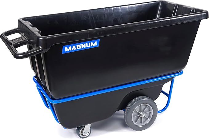 Tilt Truck, 1/2 Cu. Yd. Capacity Dump Cart with Non-Marking 12” Wheels & 5” Casters & Forklift-able Frame for Jobsites, 850 lbs, Trash Cart with Wheels DUC12T-F-NM-02PK (2-Pack)