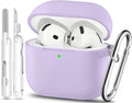 for AirPods 4 Case, TNSNK Silicone AirPod 4 Case Cover Compatible with Apple Airpods 4th Gen, Shockproof Protective Cases for Women Girly with Cleaner Kit and Keychain, Front LED Visible