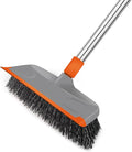 BITOPE Deck Scrub Brush with Long Handle, Heavy Duty Floor Cleaning Scrubber with Stiff Bristles Garage Concrete Cleaner Tool for Cleaning Tile Patio Outdoor Porch Indoor Kitchen Shower Bathroom