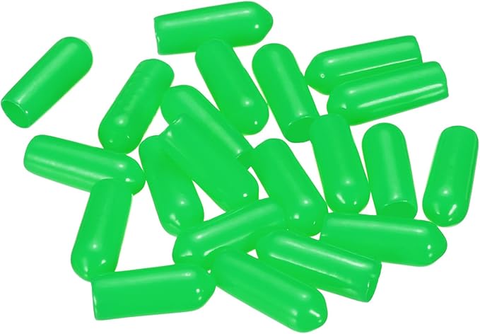 uxcell 20pcs Rubber End Caps 5mm(3/16") ID Vinyl PVC Round Tube Bolt Cap Cover Screw Thread Protectors Green