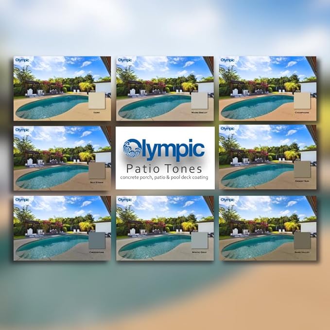 Olympic Patio Tones - Warm Biscuit - 1 Gallon - Non-slip acrylic deck and patio coating, concrete restorer.