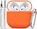 Ljusmicker for AirPods 4 Case 2024 with Cleaner Kit,Soft Silicone Protective Cover for Apple AirPods 4th Generation Cases for Women Men,for AirPod 4 Case Accessories with Keychain-Orange
