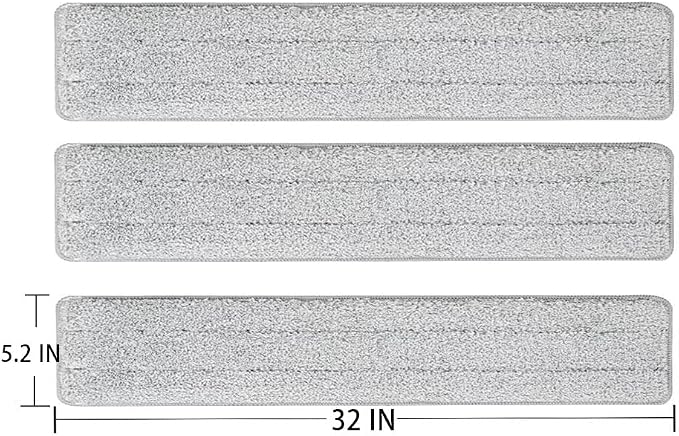 32 Inch Commercial Flat Microfiber Mop Pads Refill 6 Pack | Reusable Flat Pads Fit 32IN Mop Wet Dry Washable Durable Compatible with Most Flat Mops with Hook-and-loop Fasteners