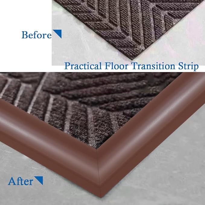 Floor Transition Strip Self Adhesive Carpet & Flooring Transitions Edging Trim Strip PVC Threshold Transitions Suitable for Threshold Height Less Than 5mm (20Ft, Black Walnut)