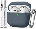 for AirPods 4 Case 2024 with Cleaner Kit & Keychain-Grey | Silicone Protective Cover for Apple AirPods 4th Generation Case,for Women Men,One-Piece Design,Shockproof,Dust Proof