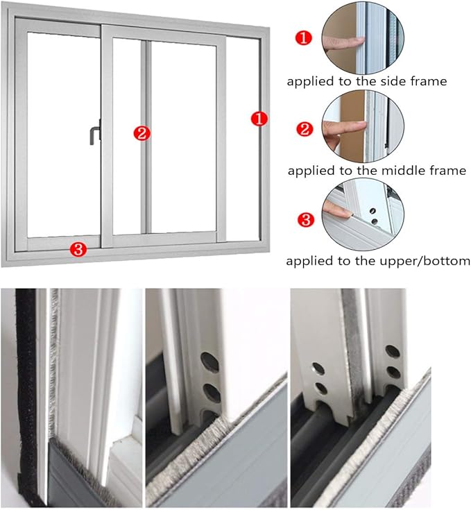 Weather Stripping Brush for Sliding Windows/Doors Frame Side,Pile Self Adhesive Weatherstrip Seal Strip Sealer Draft Stoppers (16.5ft x11/32 x 3/16 Brush inch, White)