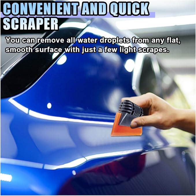 Small Squeegee, PPF Window Tint Squeegee, Rubber Non-Slip Handle Tint Squeegee, Multifunctional Wrap Scraper for Window Cleaning, Shower Glass Door, Car Windshield (Orange)