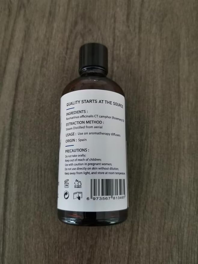 HIQILI Rosemary Essential Oil for Hair Care, Diffuser & Aromatherapy | Essential Oils with Travel Bottle, for Humidifier, Skin Care, Massage, Candle and Soap Making —100ml / 3.38 fl oz