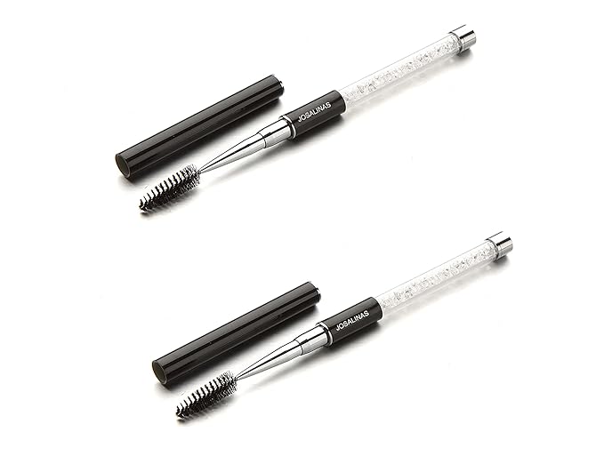 2PCS Mascara Brushes, Eyebrow Eyelash Brushes, Mascara Wands Spooly Applicators, Eye Brushes, Portable Cosmetic Brushes with Cap Spoolies Brushes for Eyelash Extensions and Eyebrows, Black