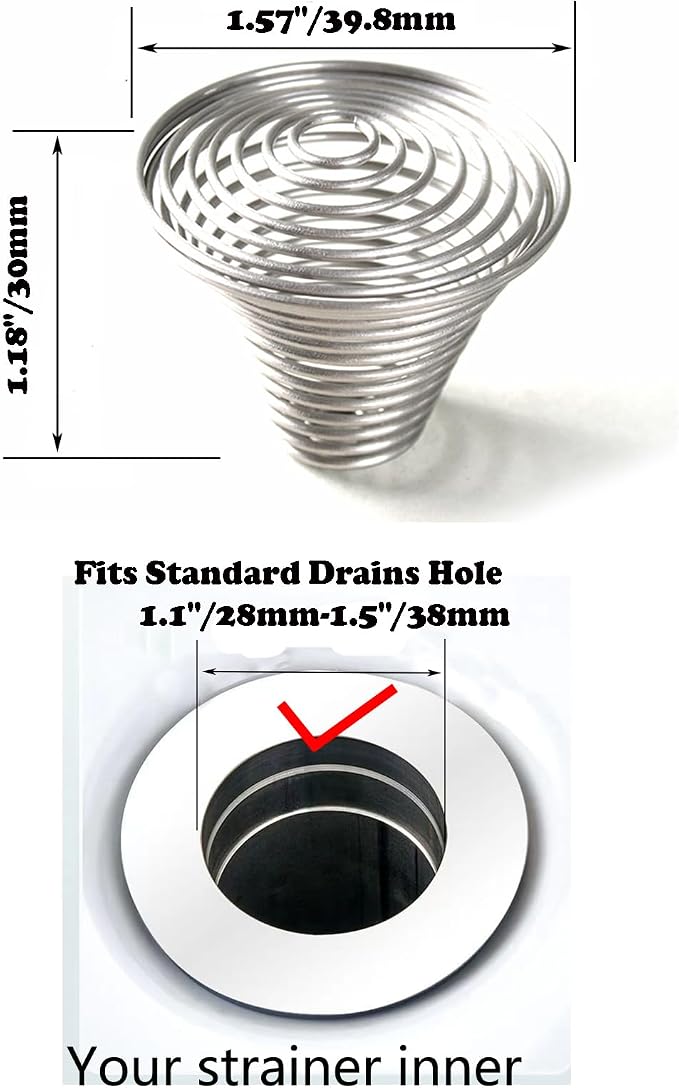 Hair Catcher，Drain Mesh Basket, Bathroom Sink Drain Strainers, for Laundry, Mop Pool, Utility, Slop, RV Sink, Stainless Steel Drain Filter。Fit Hole Size from 1.1" to 1.5"(2Pack)