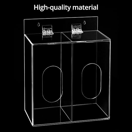 QWORK Acrylic Mask and Glove Dispenser Box 2 Pack – Space-Saving Double Compartment Holder
