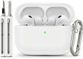 Full-Coverage dustproof Design for AirPods Pro 3 Case Cover with Cleaner Kit, Soft Silicone Cover for AirPods Pro 3rd Generation Comes with Keychain,Suitable for 3rd Generation Case,White