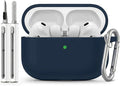 Full-Coverage dustproof Design for AirPods Pro 3 Case Cover with Cleaner Kit, Soft Silicone Cover for AirPods Pro 3rd Generation Comes with Keychain,Suitable for 3rd Generation Midnight Blue