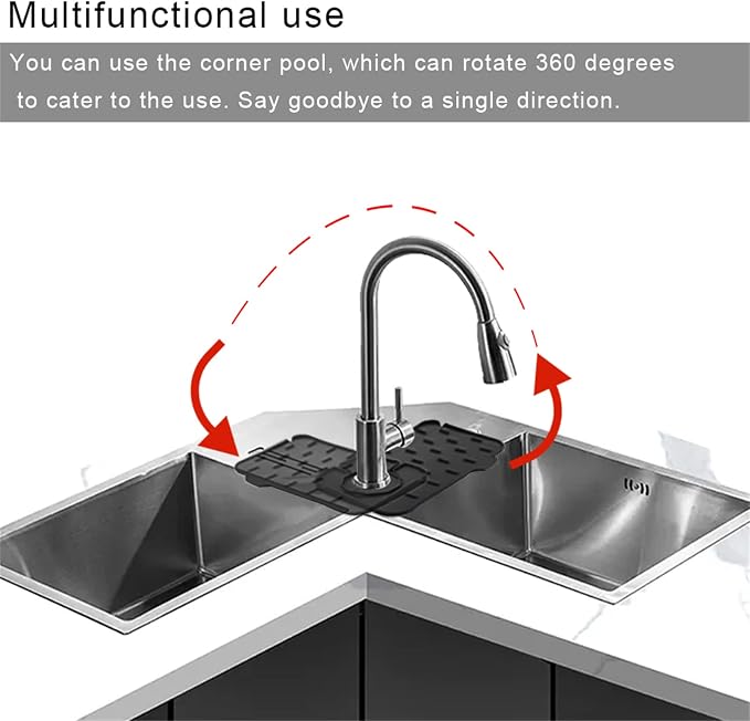 2-Pack Bytelive Silicone Sink Mat, Mini Sink Splash Guard and Soap Sponge Holder for Kitchen Countertop Protect with Self Draining Design (8.3" x 5.7", 2-Pack Black)