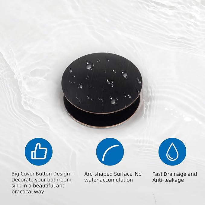Universal Metal Bathroom Sink Stopper Hair Catcher, Oil-Rubbed Bronze | Pop-Up Sink Drain Strainer with Detachable Filter, Drain Plug Fits 1.1"-2.36" US Basin, Large Cover Cap, Brass Bounce Core