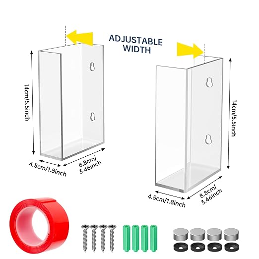 NiHome Clear Acrylic Glove Box Holder Tissue Box Dispenser, Wall Mount | Space-Saving Glove Box Dispenser, Adjustable Organizer for Tissues, Baby Wipes, Adhesive or Screw Mount for Kitchen, Bathroom