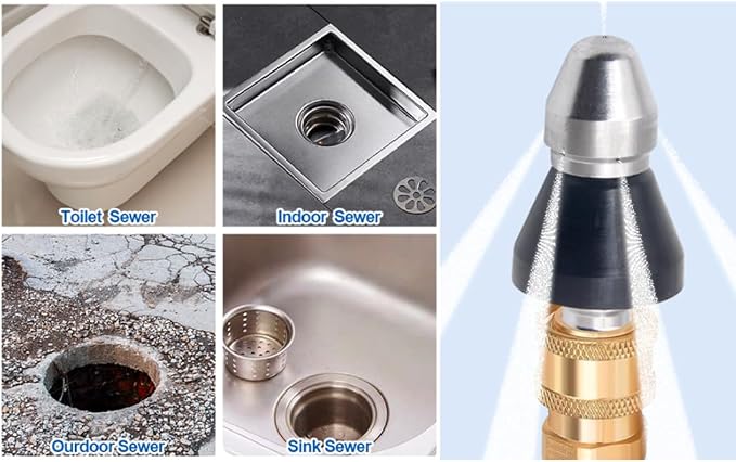 MIZORLIE Pressure Washer Sewer Jetter Nozzle with Stainless Steel,3/8'' Quickly Connector, 5000 PSI Orifice 6.5
