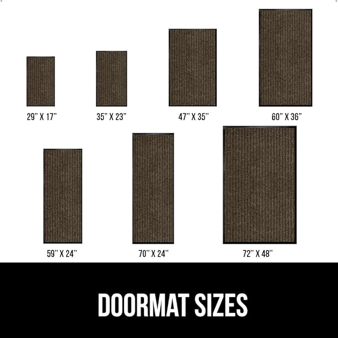 GORILLA GRIP Traffic Guard Door Mat, 47x35, Heavy Duty Welcome Mats, Commercial Office Space Doormat, Waterproof, Fade Resistant, Strong Rubber Backing, Low Profile, Shoe and Boot Scraper, Brown