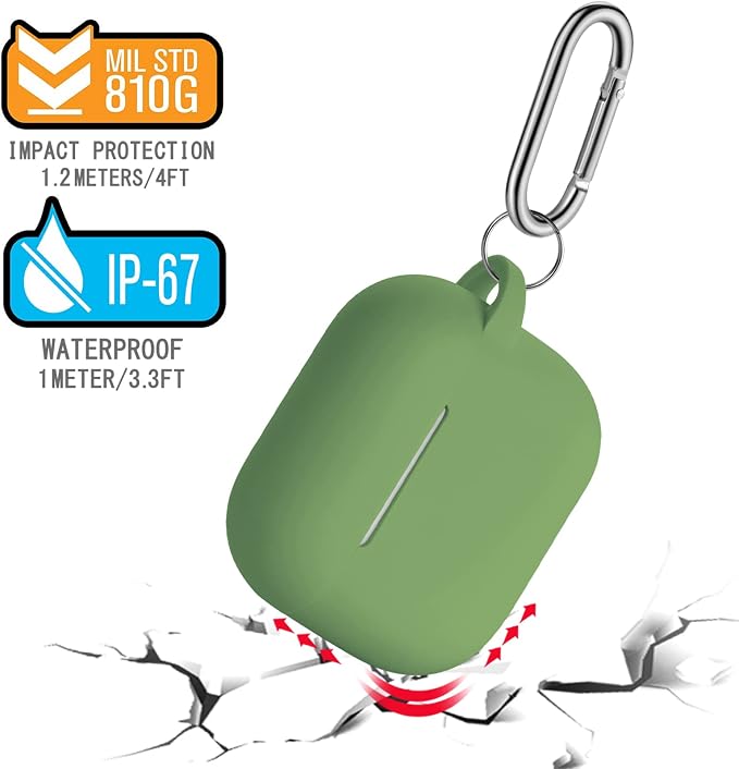 Compatible with AirPod 3 Case Cover, Silicone Protective Accessories Skin with Keychain Compatible with Apple AirPod 3rd Generation 2021 for Women Men Girls Boys,Front LED Visible,Grass Green