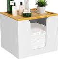 VITVITI Disposable Face Towel Holder for Clean Skin Club, Acrylic Box White | XL Face Towels Holder Container, Facial Towel Storage with Bamboo Lid, for Bathroom, Vanity Makeup