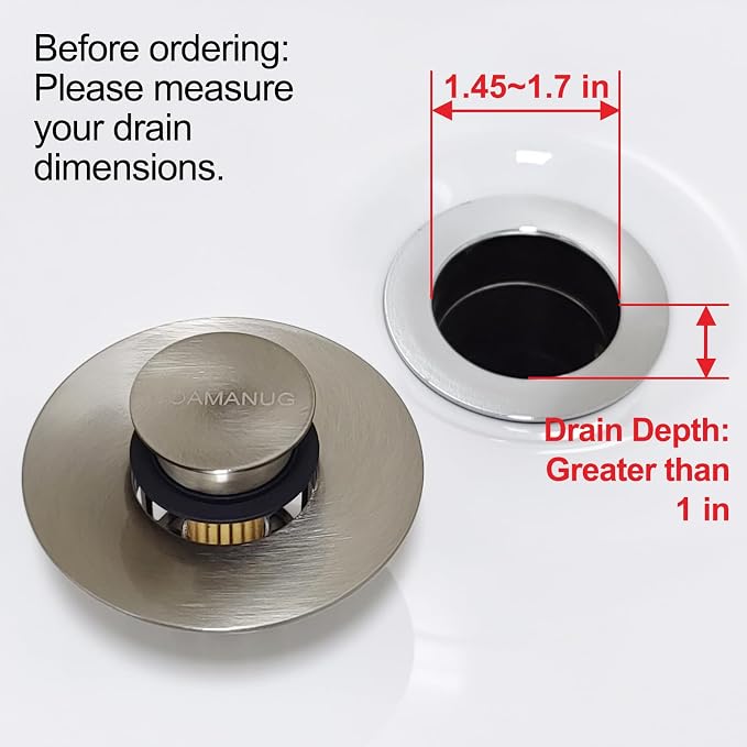 COAMANUG Bathtub Stopper | Pop-up Tub Stopper with Strainer, Shower Drain Hair Catcher | Bathroom Drain Plug | Drain Protector for 1-1/2 to 1-3/4" Bath Drain Hole
