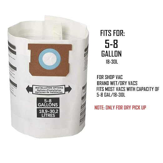 5 Pack Replacement Filter Bags 5-8 Gallon for Shop Vac Vacuum Type E - 9066100 90661 906-61, White