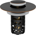 iFealClear All Metal Bathroom Sink Stopper, Pop Up Sink Drain Strainer with Removable Stainless Steel Filter Basket, Universal for 1.1"-2.36" Sink, Brass Bounce Core, Hair Catcher, Oil Rubbed Bronze